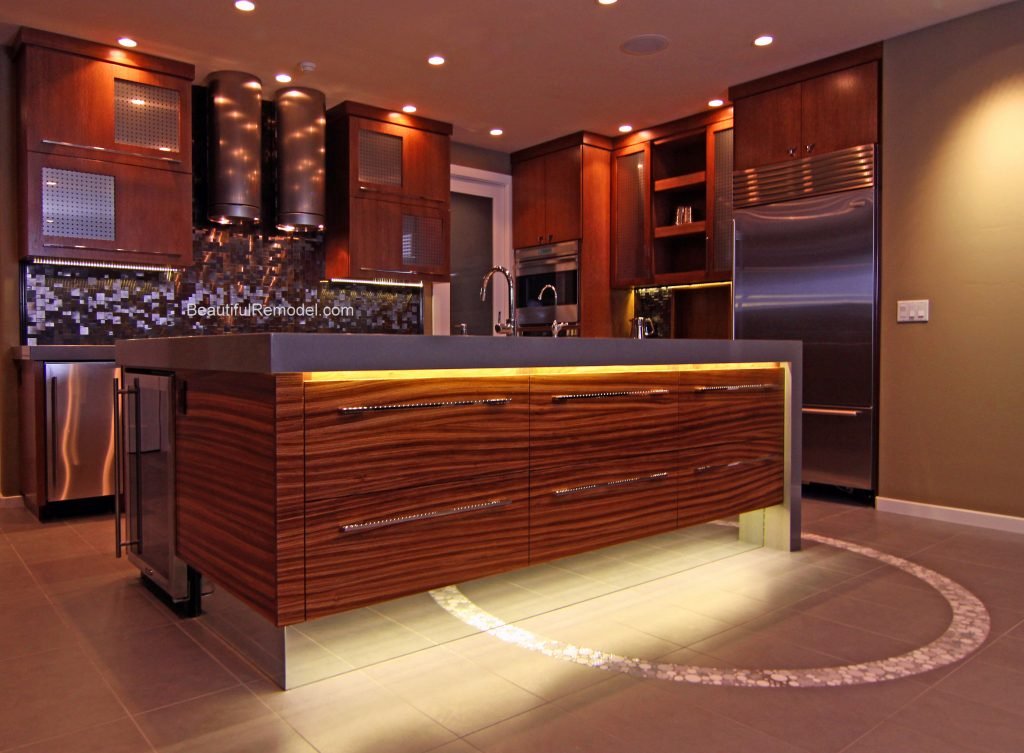 Kitchen Design Case Study: Contemporary Kitchen with Zebra Wood Cabinetry