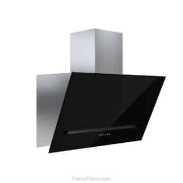 Futuro Futuro 36-inch Lorenzo Black wall mount range hood for modern kitchens.