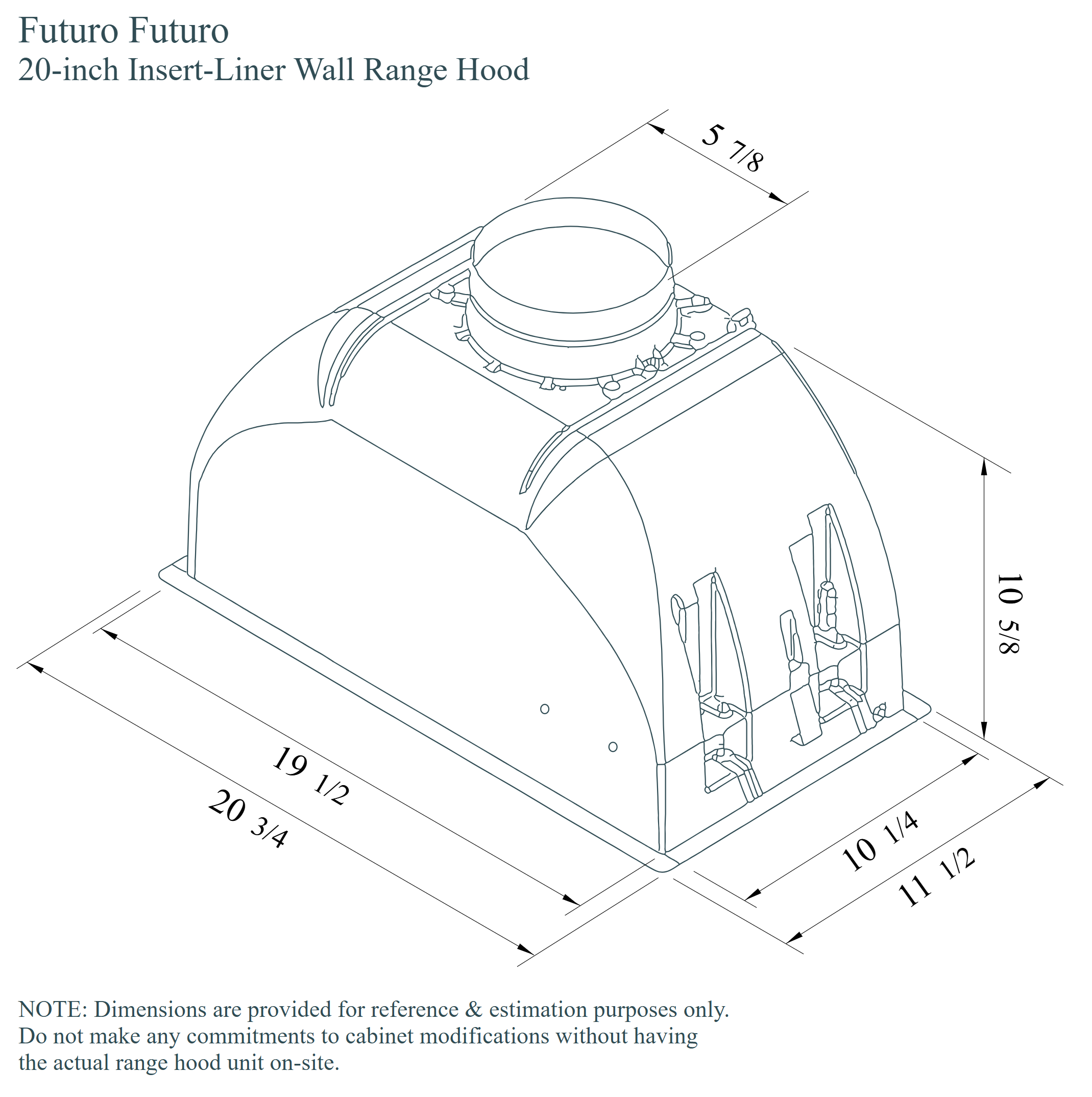 22″ Insert-Liner Range Hood 20 20 Insert-Liner-dimensions