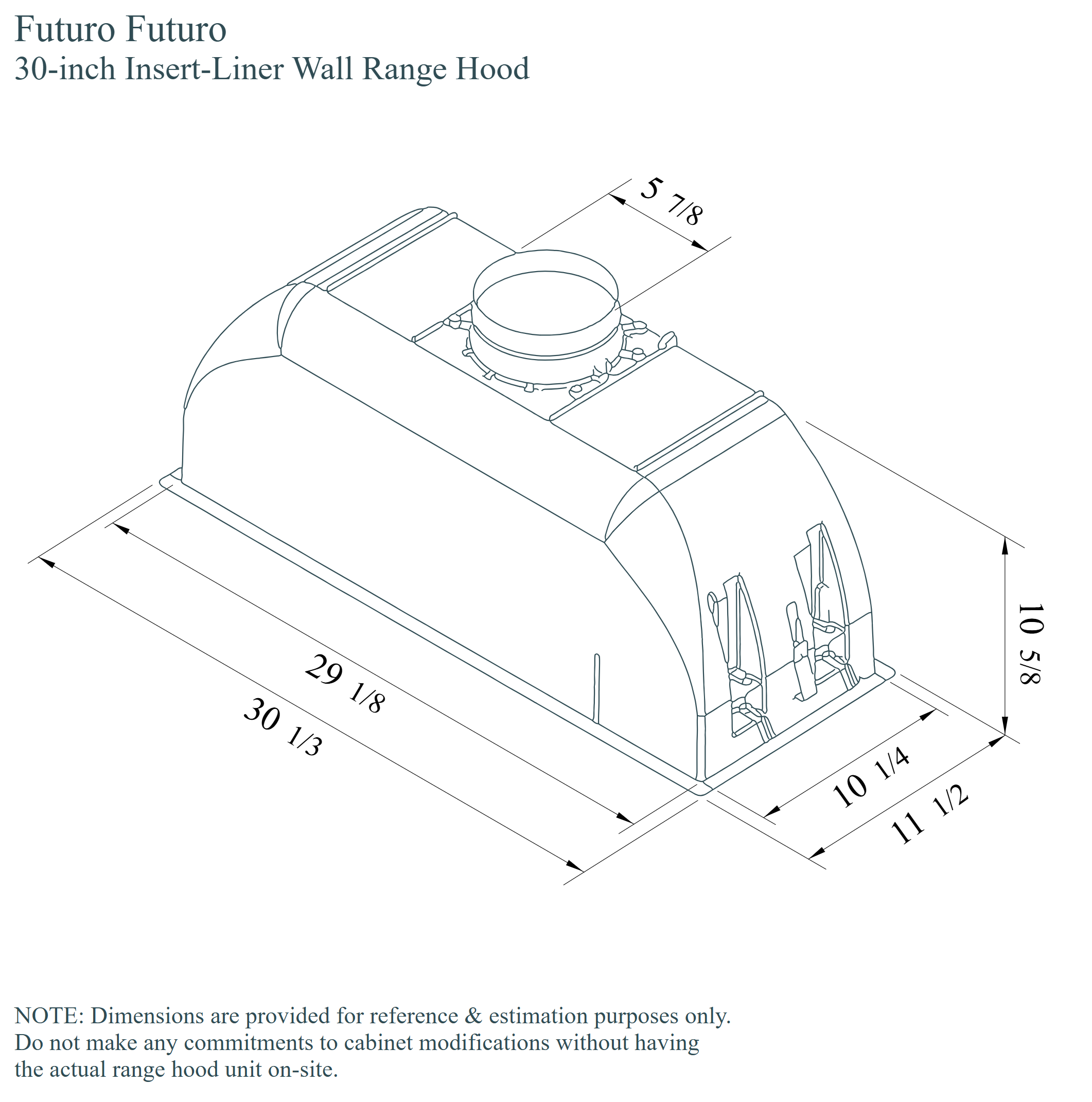 32″ Insert-Liner Range Hood 20 30 Insert-Liner-dimensions