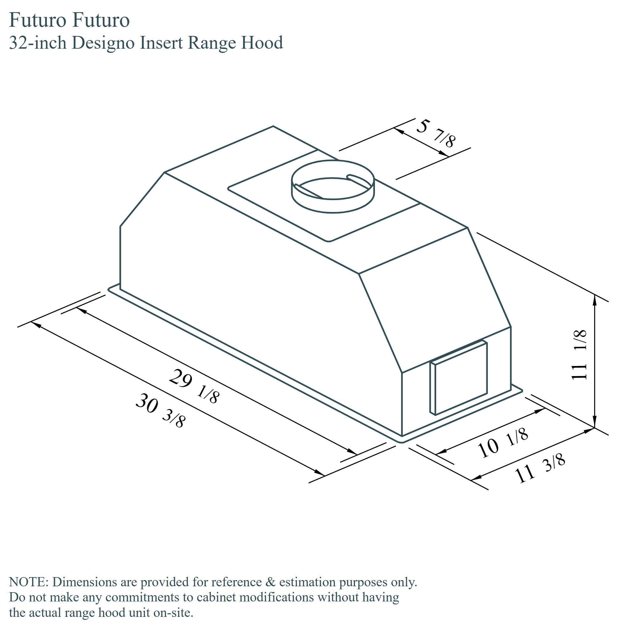 32″ Designo Insert Range Hood 22 Dimensions for Futuro Futuro 32-Inch Designo Insert Wall Range Hood