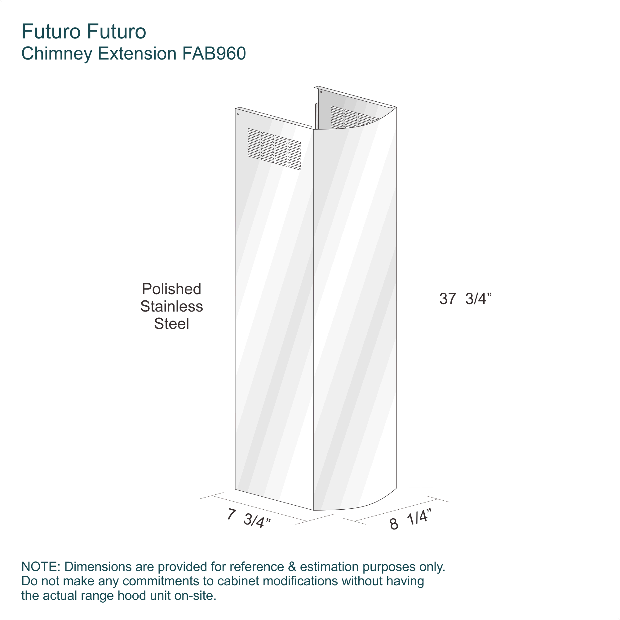 Chimney Extension FAB960 2 Dimension