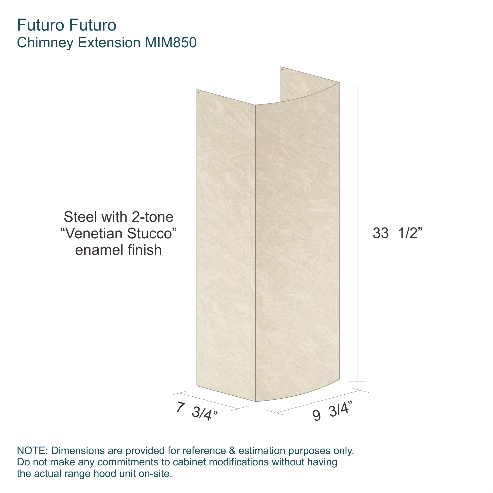 Chimney Extension MIM850 2 Dimension