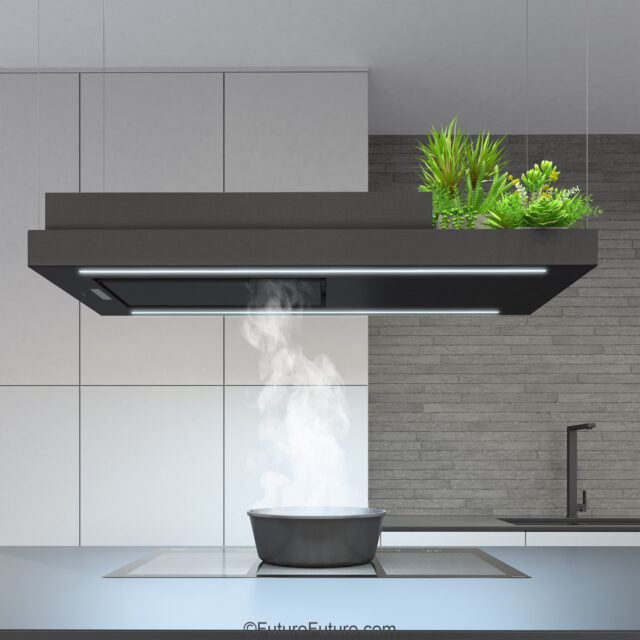Sleek Gunmetal Island Range Hood - 48-inch Horizon