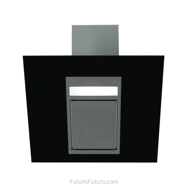 Angled black glass kitchen hood - 36 inch Black Diamond Wall range hood - Futuro Futuro range hood