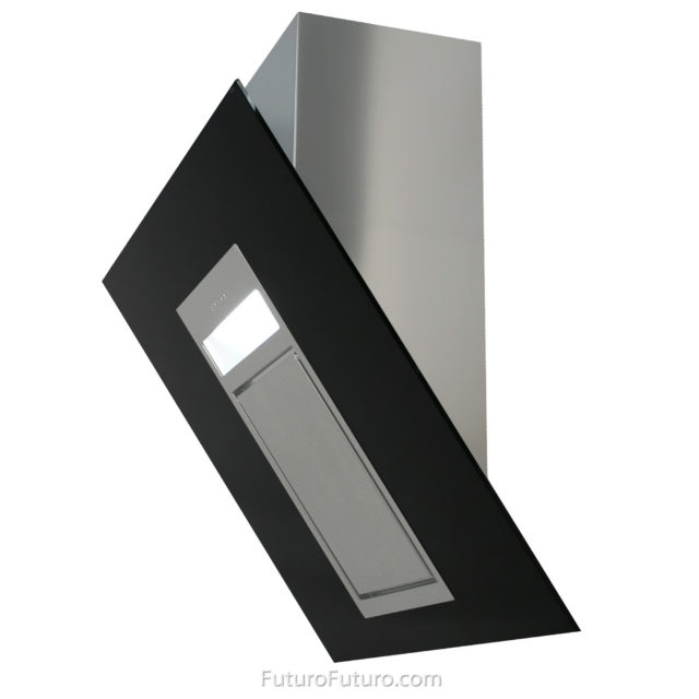 Angled black glass kitchen hood - 36 inch Black Diamond Wall range hood - Futuro Futuro range hood