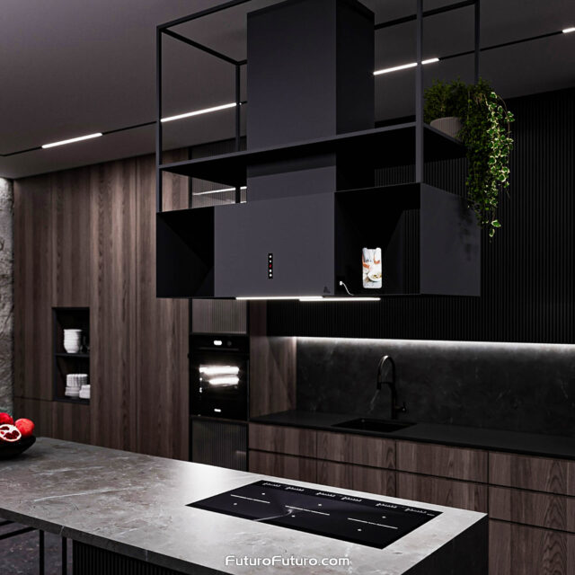 Kitchen style enhancement with the Futuro Futuro 48-inch Knox Black Island Hood