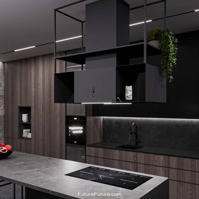 Kitchen style enhancement with the Futuro Futuro 48-inch Knox Black Island Hood
