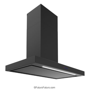 Elegant black stainless steel hood with minimalist profile