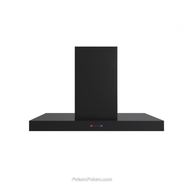 Black kitchen cabinets wall mount range hood | Black and white kitchen range hood