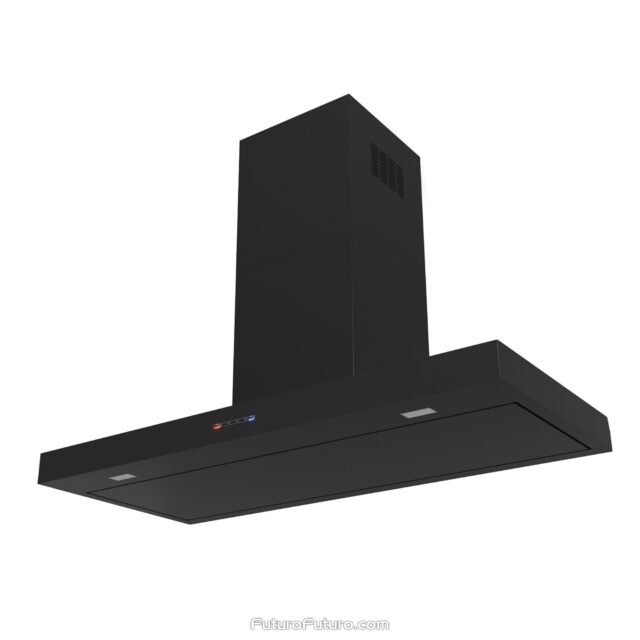 Black kitchen cabinets wall mount range hood | Black and white kitchen range hood