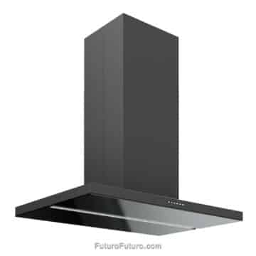Ceiling mount black range hood for a sophisticated kitchen upgrade