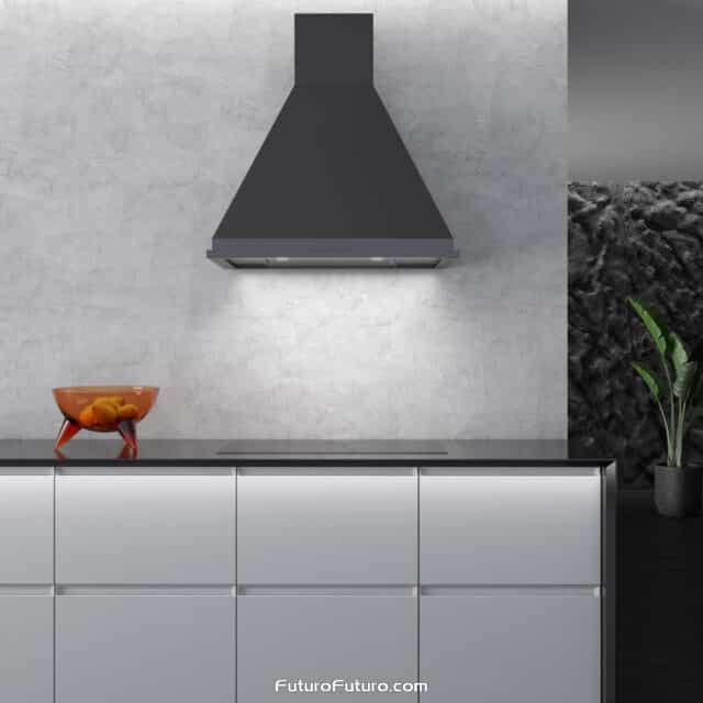Top vented 36-inch Camino Black Wall Range Hood for improved air quality