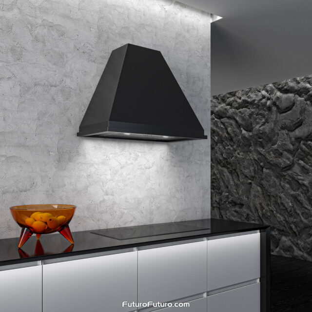 Modern kitchen upgrade with Futuro Futuro black wall range hood