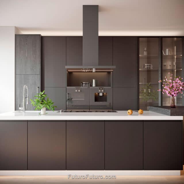 Striking 36-inch Viale Black island range hood for modern style kitchens