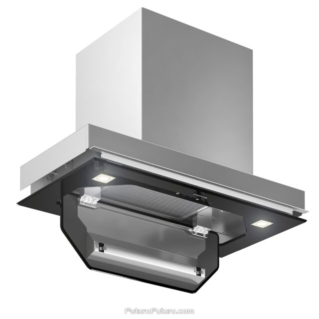 Top exhaust duct of the Bravia Black insert range hood.