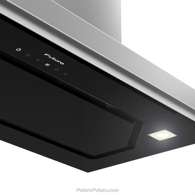 Futuro Futuro Bravia Black Insert Range Hood featuring energy-efficient LED lighting.