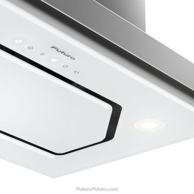 Energy-efficient Bravia 22-inch white range hood with LED lighting