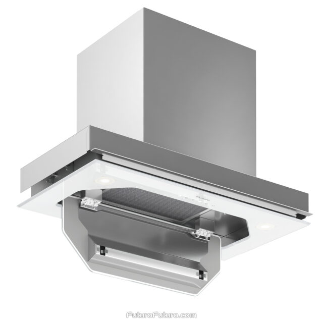 Powerful 940 CFM white range hood for compact kitchens