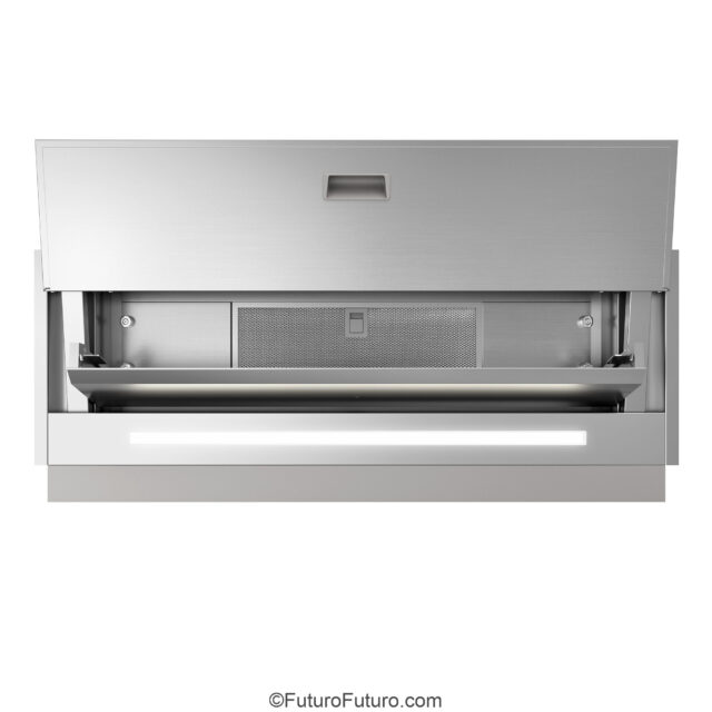 Glide Insert range hood with automatic shut-off flap