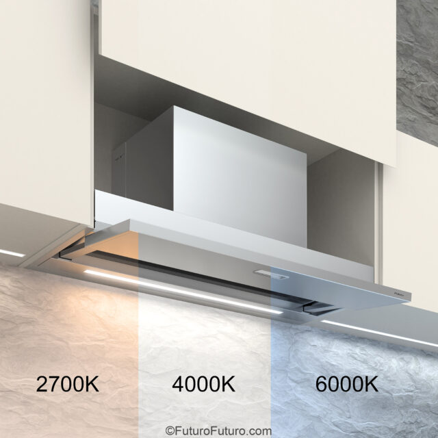 36-inch Glide Insert range hood close-up with touch controls