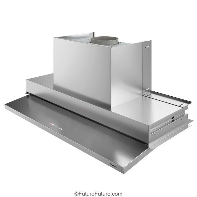 Wall-mounted insert hood with sliding front panel