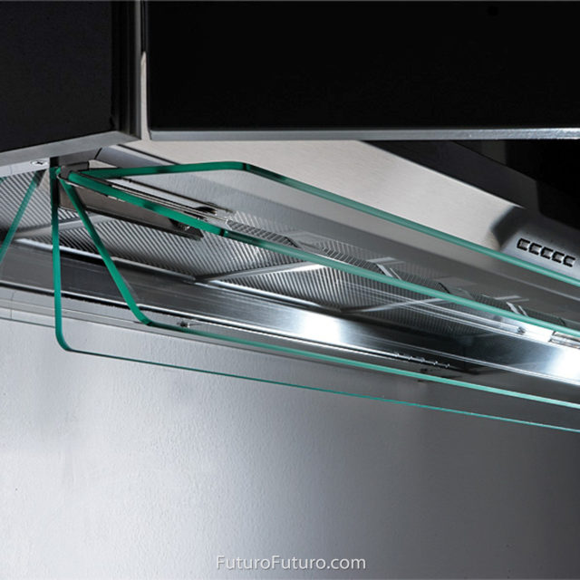 Glass and stainless steel kitchen hood | AISI 304 Stainless Steel range hood