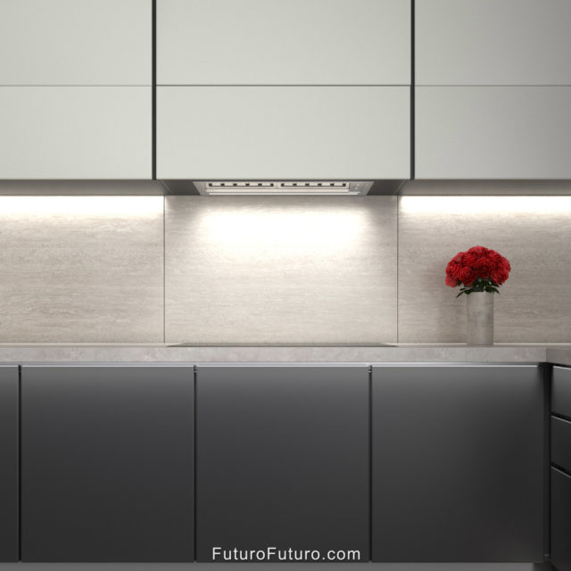 Black and white kitchen cabinets stove hood | Premium kitchen range hood