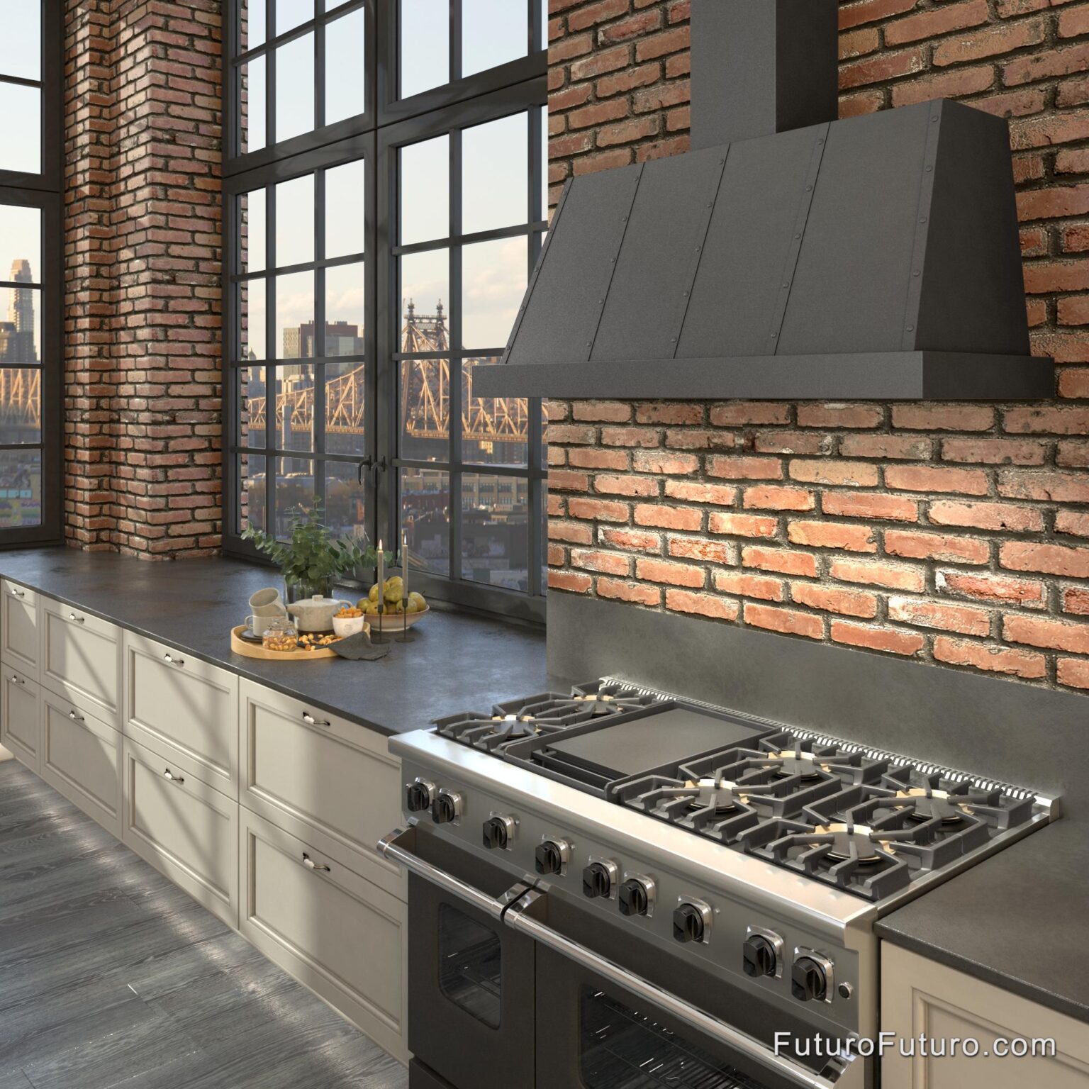 Futuro Futuro 48″ Fano Black Wall Range Hood