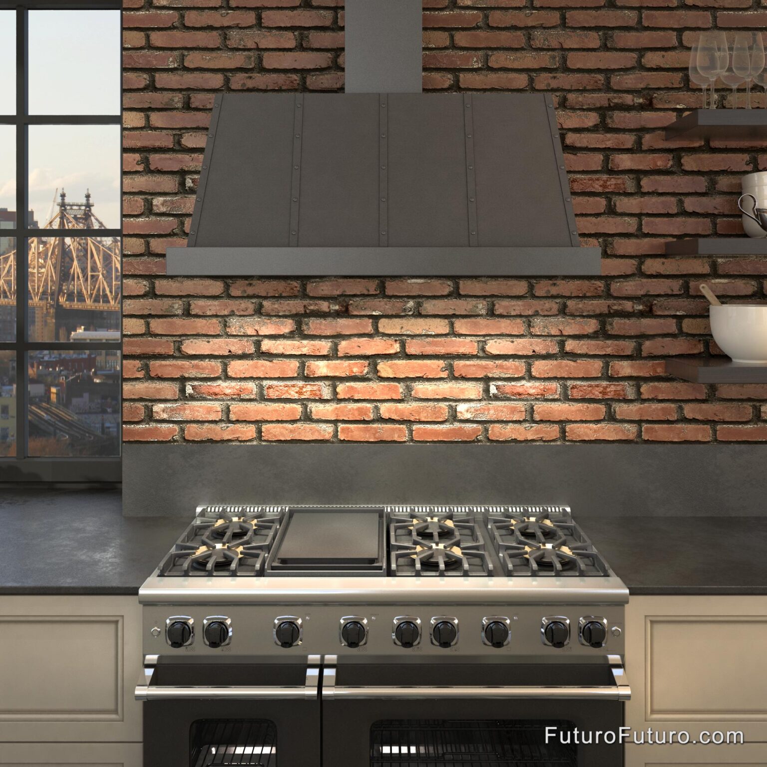 Futuro Futuro 48″ Fano Black Wall Range Hood