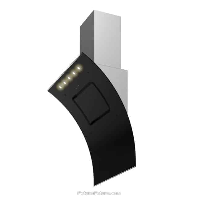 black Glass and Stainless Steel Wall Range Hood - Futuro Futuro