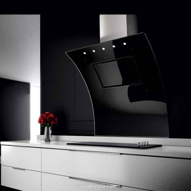 black Glass Wall Range Hood - Futuro Futuro WL36SPLASH-BLK