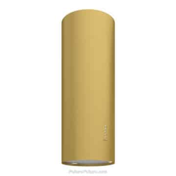 State-of-the-art island mount range hood in an elegant gold finish