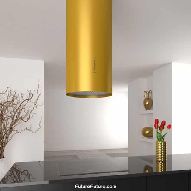 Gold range hood by Futuro Futuro, where design meets functionality