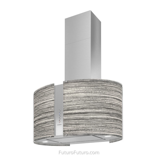 Glossy LED illuminated kitchen hood vent | Stylish kitchen range hood