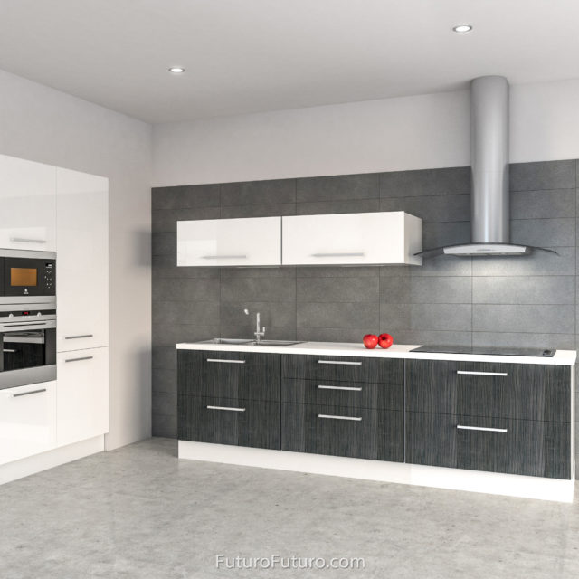Black and white kitchen cabinets range hood | Modern wall mount range hood