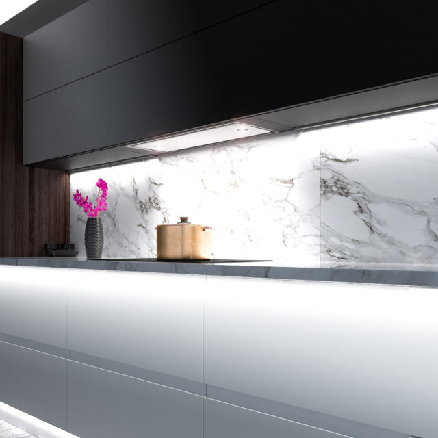 LED Illuminated kitchen range hood | Stylish oven hood