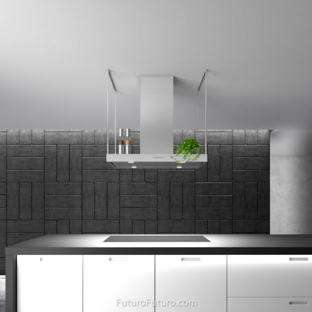 Kitchen design island range hood | Induction cooktop stainless steel range hood