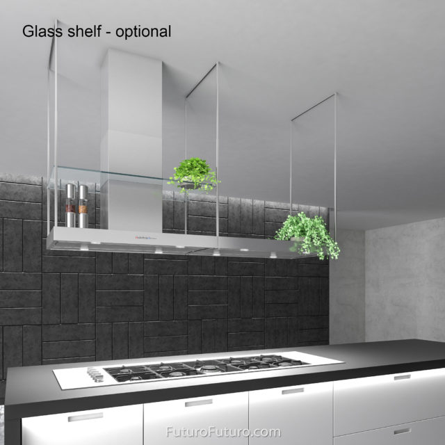 Black countertop ceiling mount range hood | Luxury kitchen hood