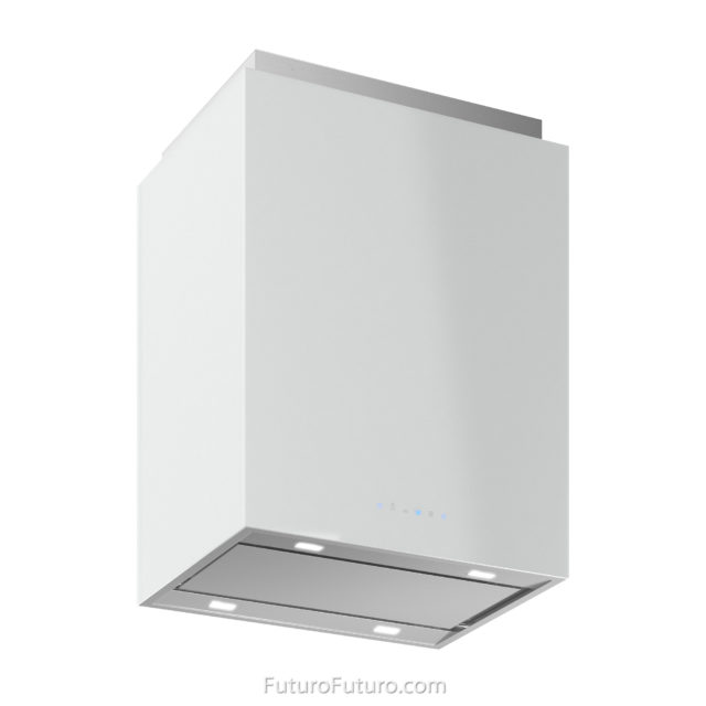 White glass kitchen hood | Modern kitchen range hood