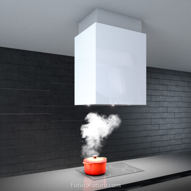 Modern kitchen exhaust fan | Cubist design ceiling mount range hood