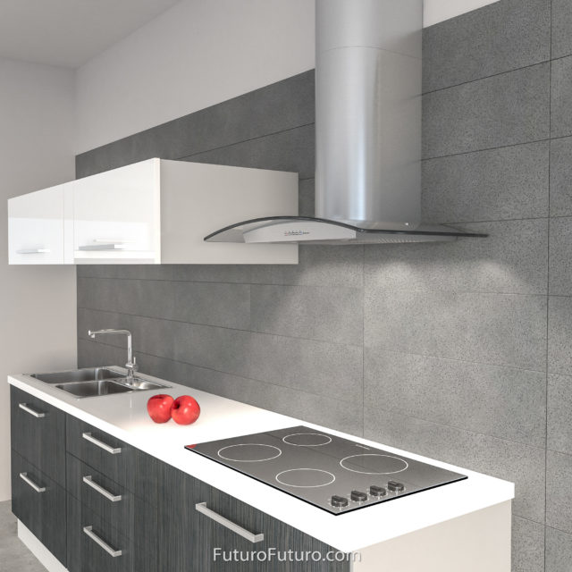 Modern Ultra-quiet 940 CFM wall mount range hood | black and white kitchen stainless steel range hood