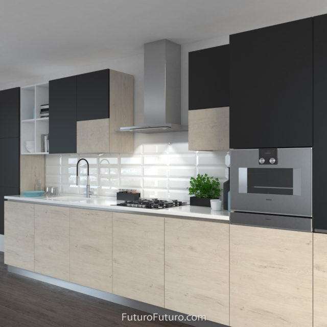 Gas cooktop wall mount range hood | Contemporary kitchen cabinets range hood
