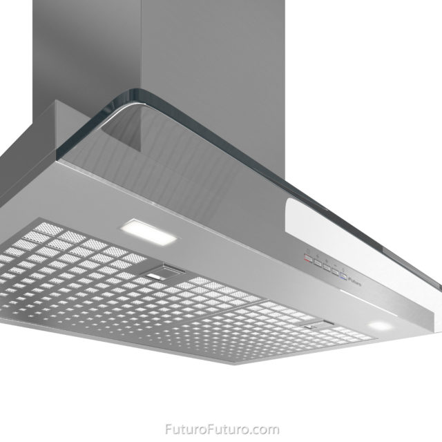 Contemporary glass kitchen fan | Designer kitchen exhaust hood