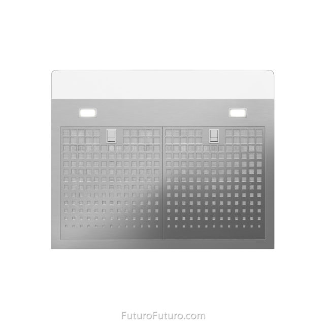 glass & stainless steel range hood | LED lights illuminated vent hood