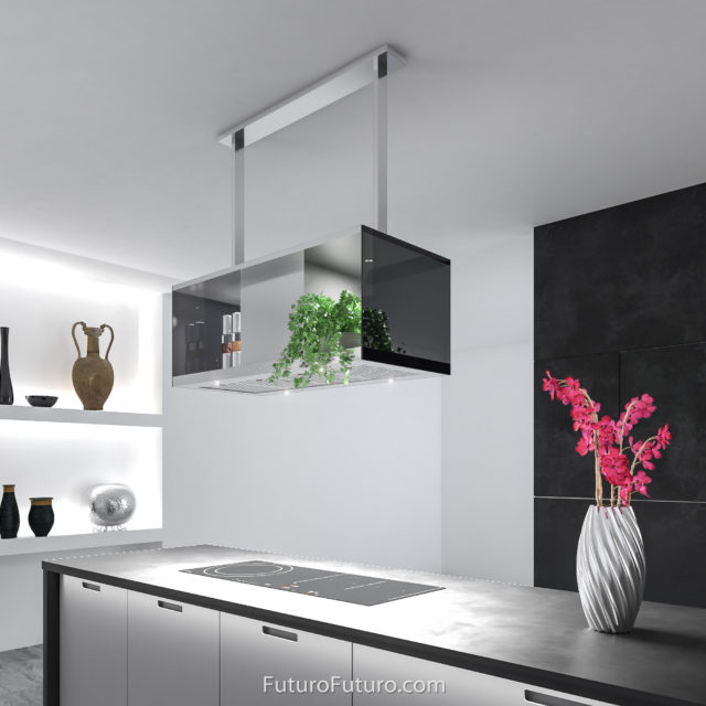 Modern kitchen ceiling mount range hood | Kitchen lights island range hood