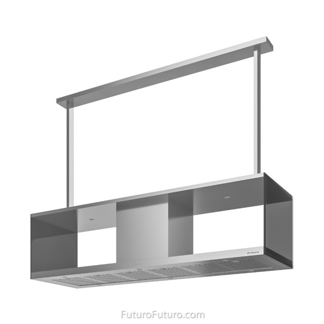 Modern stainless steel kitchen hood | Contemporary island vent hood