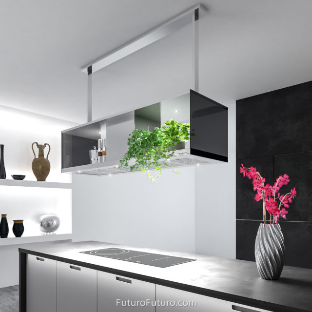 Kitchen lights island range hood | Modern designer ceiling mount range hood