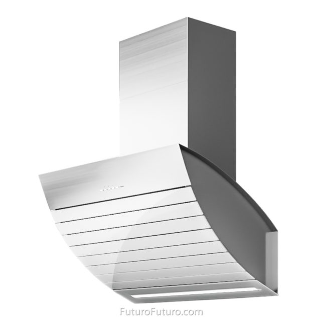 Contemporary illuminated glass range hood | Designer kitchen exhaust fan