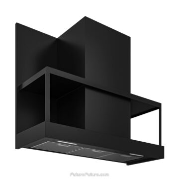 36-inch Counter Black Wall Range Hood by Futuro Futuro above a stove
